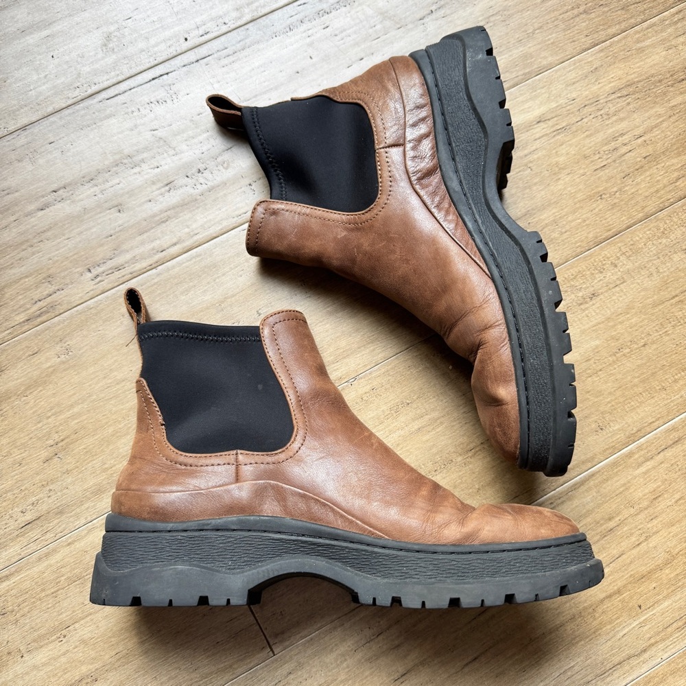 Madewell Dani Chelsea Lugsole Boots Brown 9.5